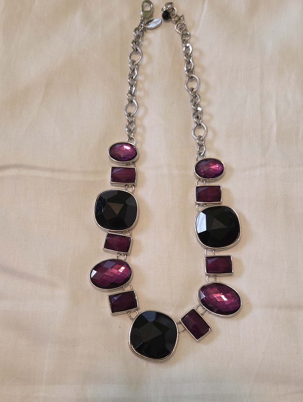 Statement Purple and Black Gemstone Necklace